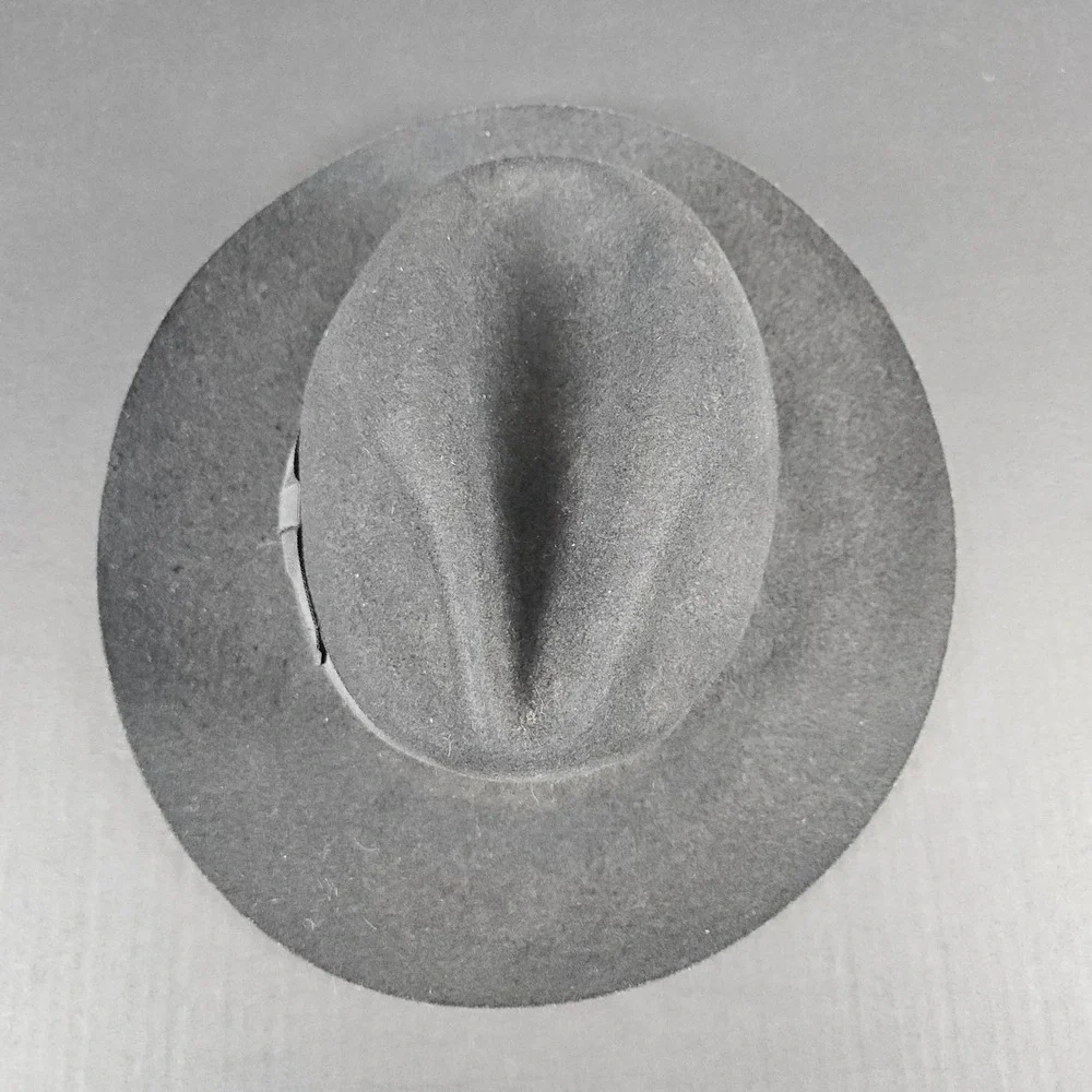 Lack of Color Black Wool Fedora Hat 57cm - 12 1/2 Inch Wide Brim Bow Detail WEAR